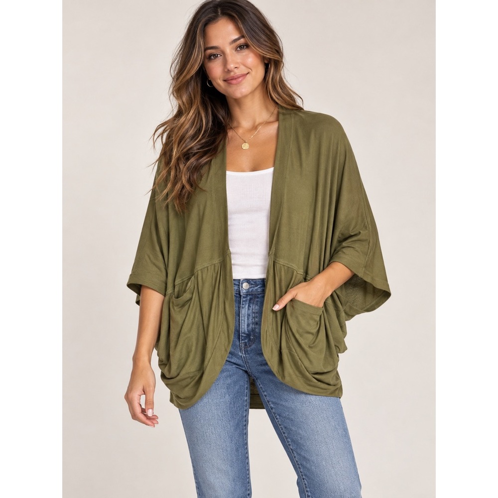 Athleta Oversized Cocoon Wrap Cardigan Olive Green Nirvana Fabric XS NWT